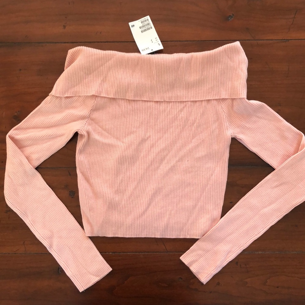 NWT- pink thin rib sweater H&M small